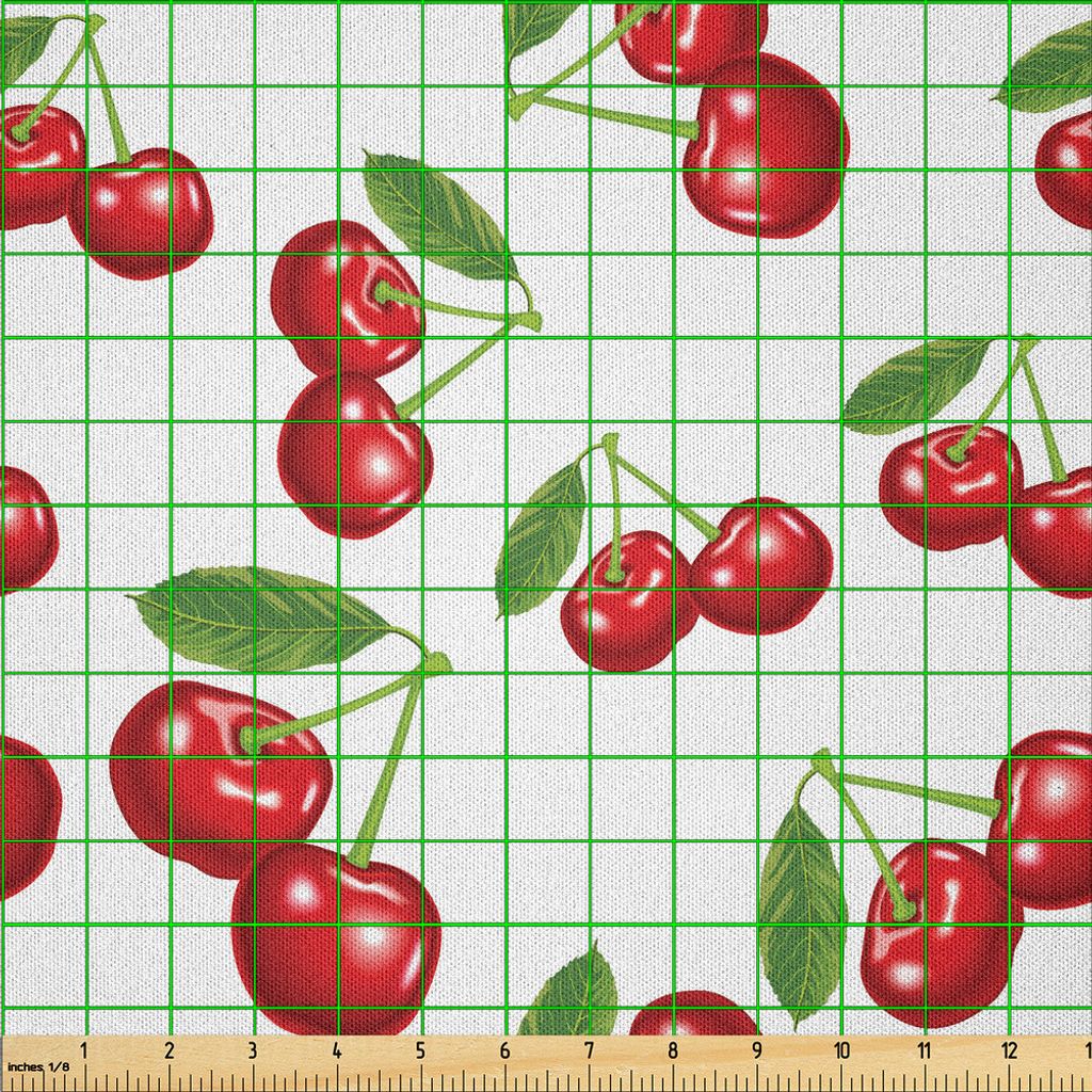 ABAKUHAUS Obst Microfaser Stoff als Meterware , Frische Beeren Frucht Sommer Garten Thema Leckere Früchte Muster, 10 M (230 x 1000 cm), Weiß Verm...