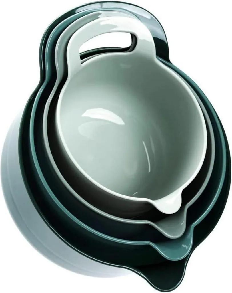 4 Ciotole per Pasticceria con Manico e Beccuccio Verde BPA Free