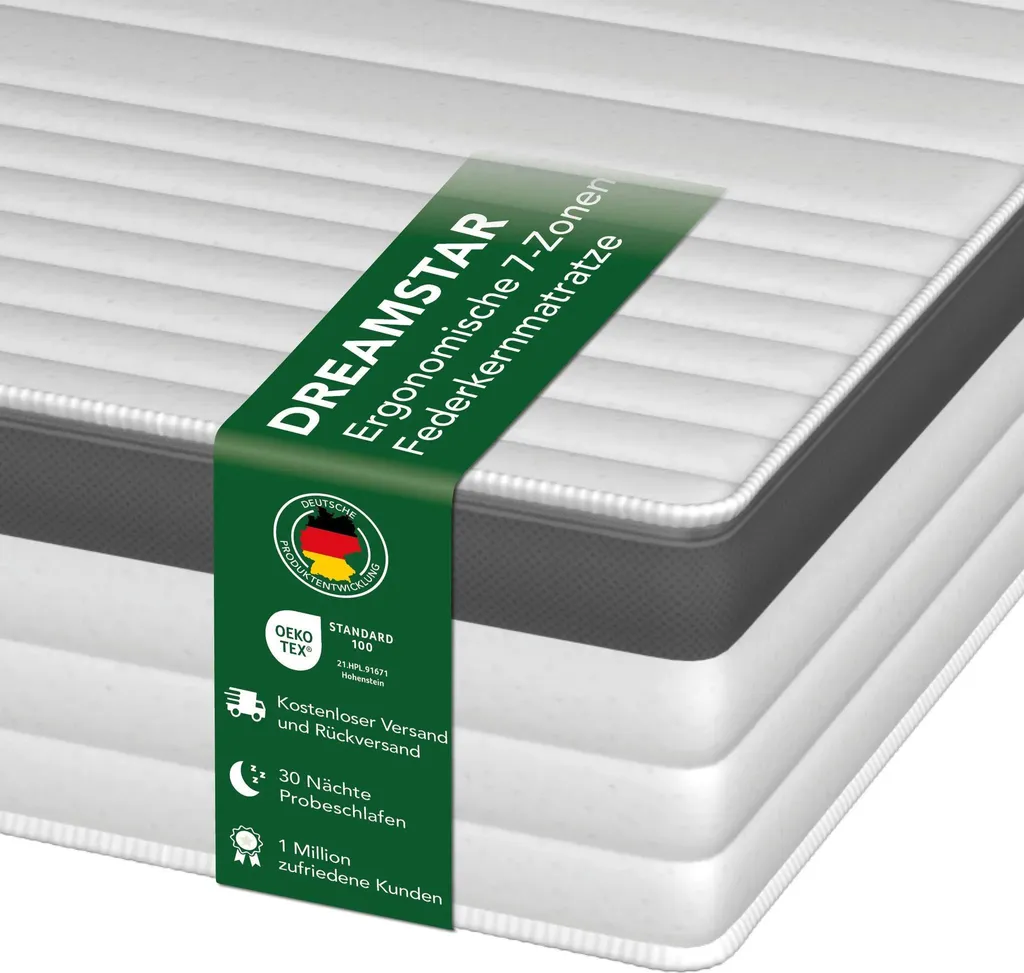 Matelas Ferme H4 Ressorts Ensachés 80x200 cm Épaisseur 25cm XXL Platin