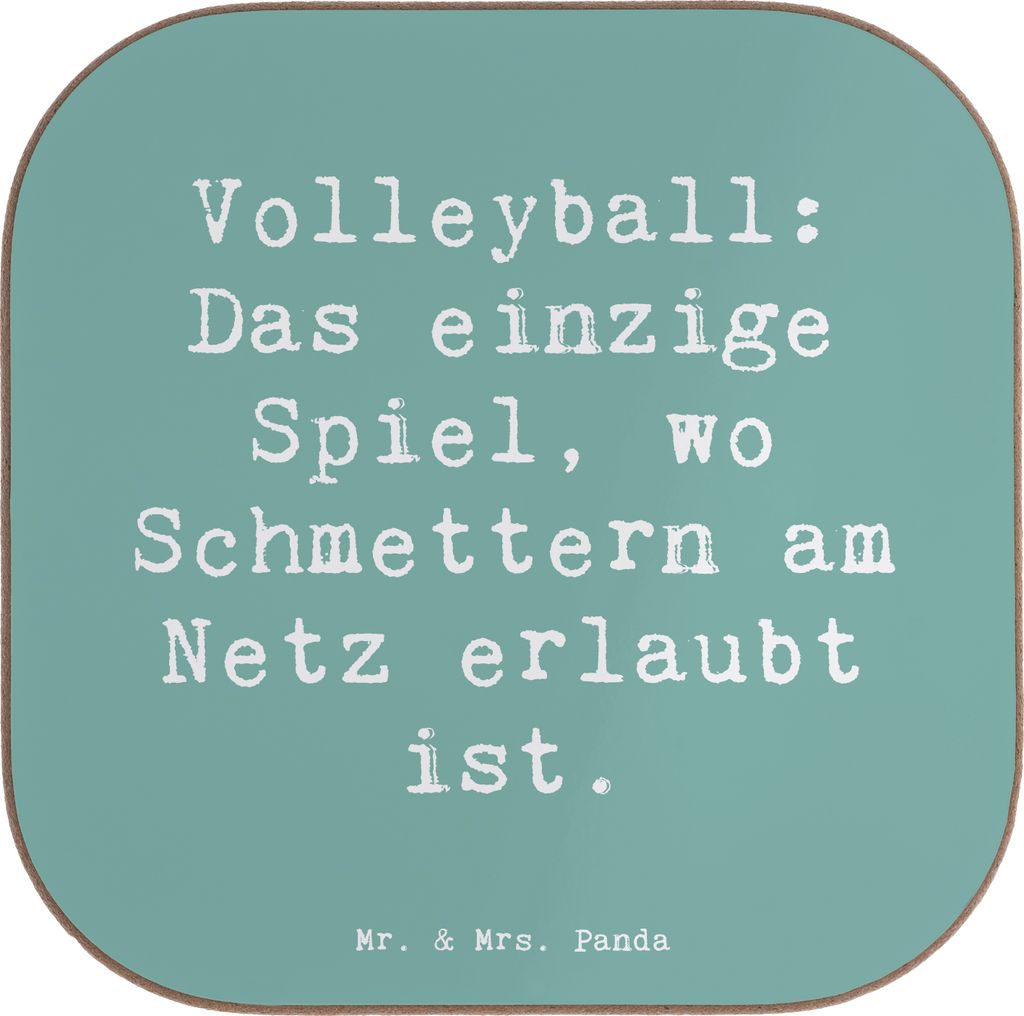 Mr. & Mrs. Panda Untersetzer für Gläser Spruch Volleyball Schmettern - Meeresbrise - Geschenk, Sportler Geschenke, Teamsport, Tischschoner, Tasse...