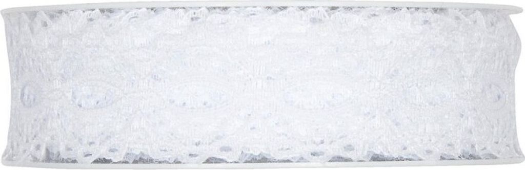 Schleifenband, Dekoband Spitze 25mm weiß 15m Rolle (1m=0,53EUR) Halbach