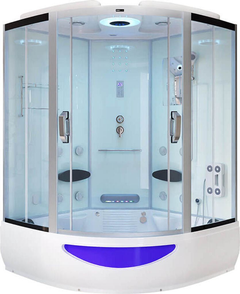 HOME DELUXE - Dampfdusche EXCLUSIVE - Weiß, Maße: 150 x 150 x 220 cm - inkl. Radio, Regendusche und komplettem Zubehör I Dampfsauna, Badewanne, ...