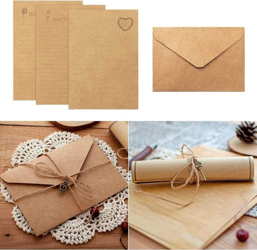 60 Stücke Vintage Schreiben Briefpapier und Umschläge Set Produktbild 12