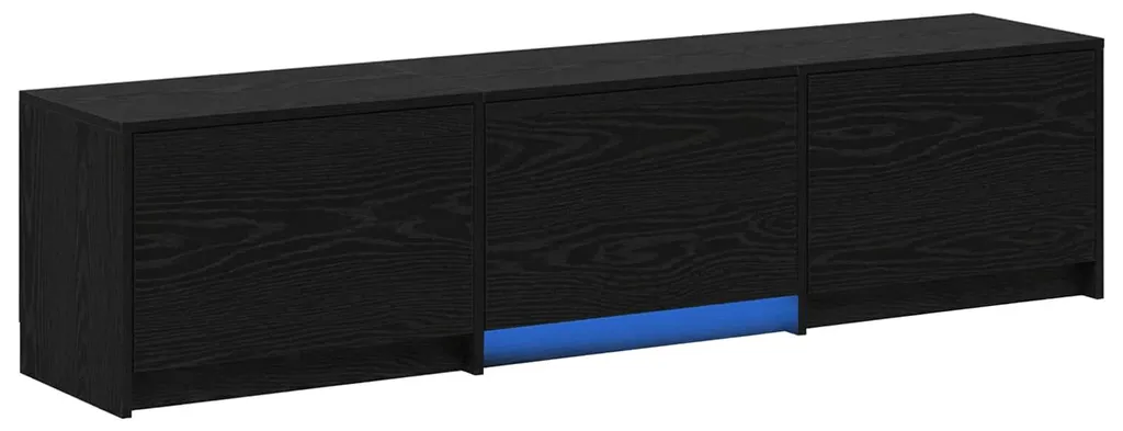 vidaXL Meuble TV avec LED Chêne Noir 165x34x40 cm - Support Multimédia