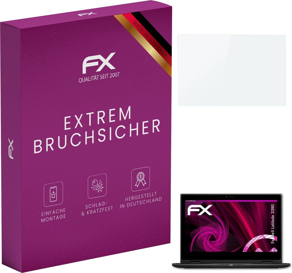 atFoliX FX-Hybrid-Glass Displayfolie kompatibel mit Dell Latitude 3390 Glasfolie