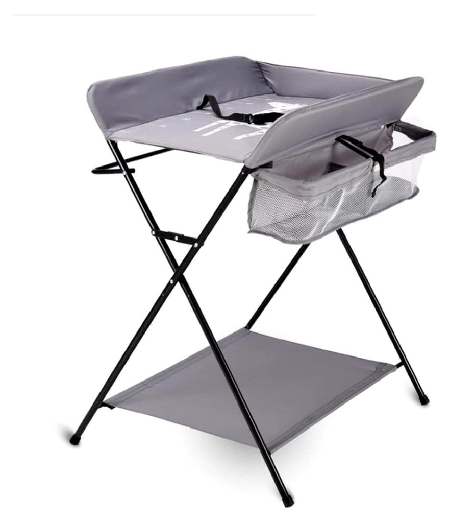 Mobiler Wickeltisch 80 x 63 x 96cm Klappbar Wickelkommode Wickelkombination Wickeltisch mit drei Ablagefächer für Babys bis 12 Monate