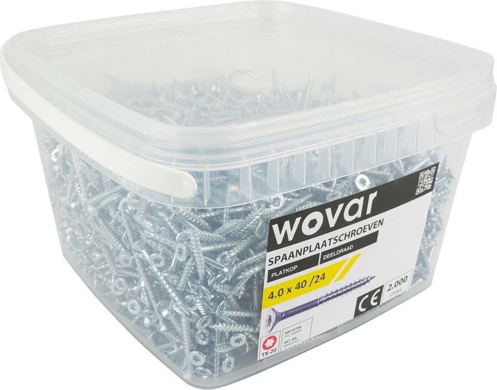 Vorteilseimer Spanplattenschrauben Verzinkt 4,0 x 40 mm Torx 20 Teilgewinde - 2000 Stück