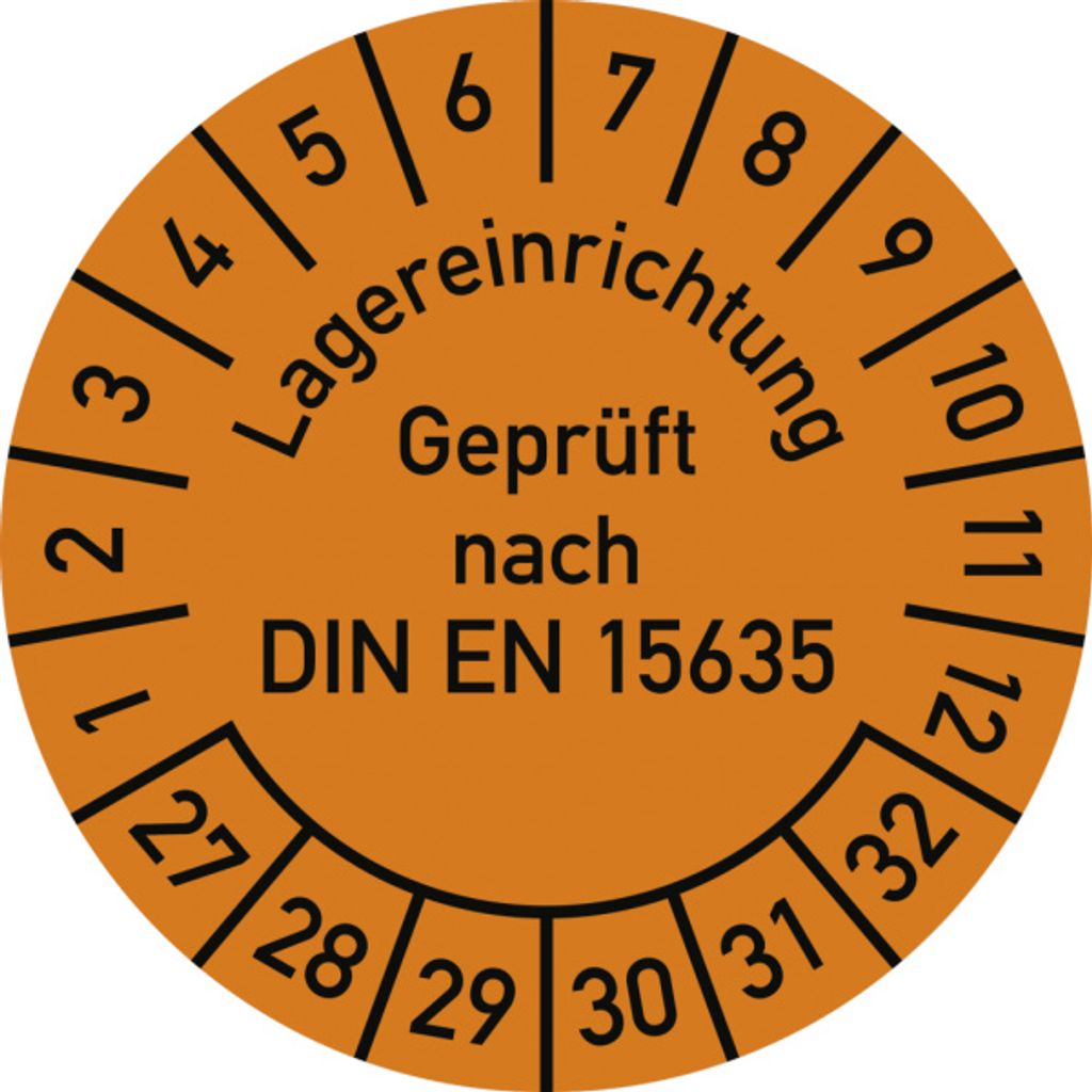 Dreifke Prüfplakette Lagereinrichtung ... 2027-2032, Dokumentenfolie, Ø 30 m...