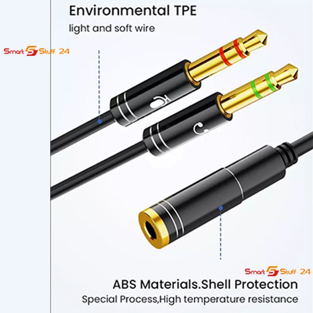 SSF24 Splitter Audio Kabel Y Adapter Headset 3.5mm Klinke Produktbild 6