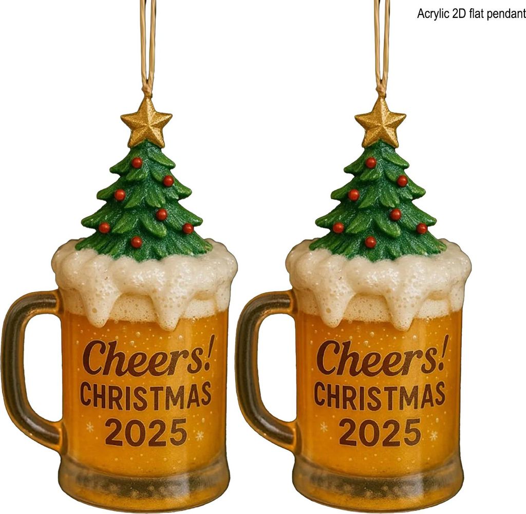Weihnachtliche Getränkebecher-Ornamente aus Acryl zum Aufhängen für Baum, Auto, Spiegel – festliche Geburtstagsfeier-Essentials