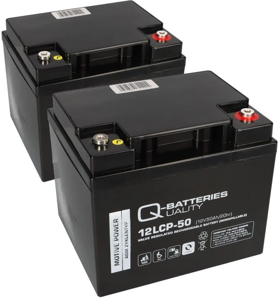 Batterie 12V 50Ah Haute Capacité pour Pride E-Mobile - Lot de 2 Pièces