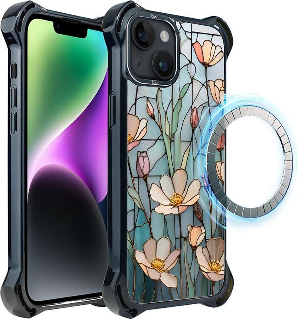 iPhone 14 IBIZU DropGuard Ultra Case mit MagSafe, Glasfarben, Wildflower Whisper