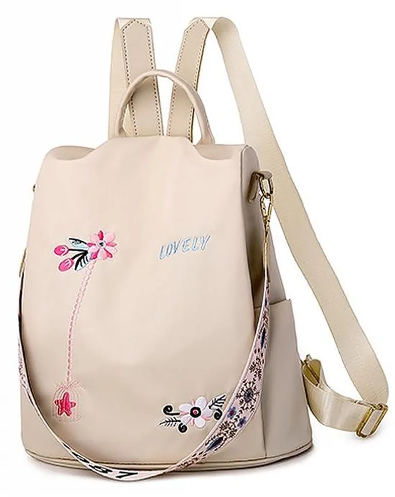 Sac à dos imperméable femme motif floral kaki pour voyage et loisirs
