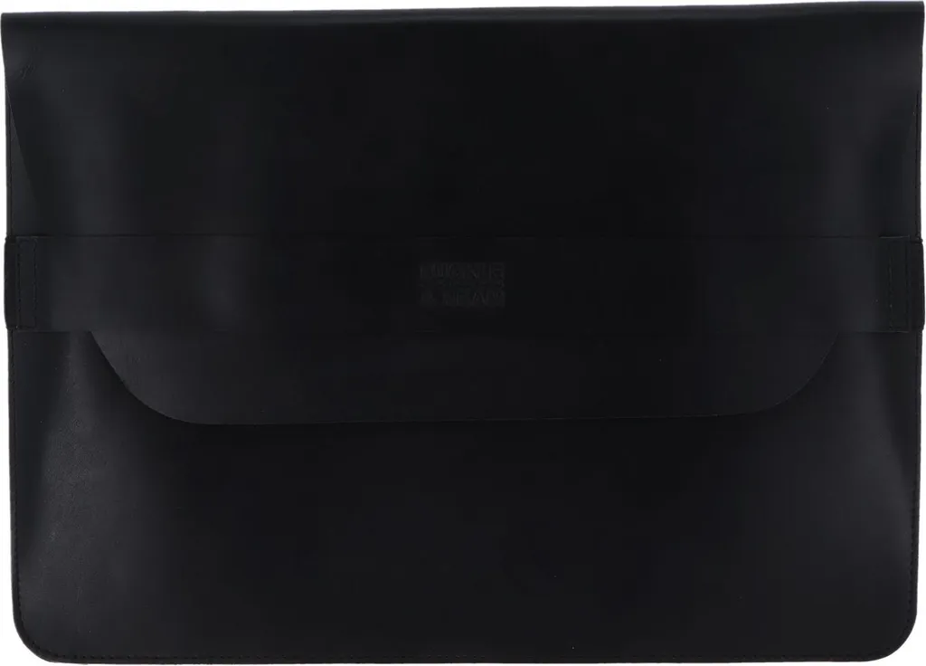 Custodia Laptop Pelle Terra Buckle & Seam - Slim Sleeve Nero Elegante