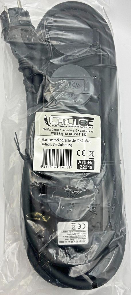 ChiliTec multiprise 4-fois prise extérieure, IP44, câble 3M Image du produit 