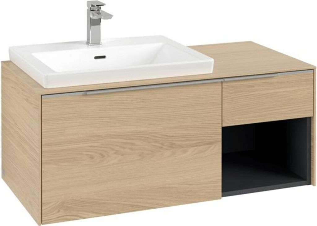 Villeroy & Boch Subway 3.0 Waschbeckenunterschrank, LED-Beleuchtung, 2 Auszüge, Waschbecken links, Regalelement unten rechts, 1001x422,5x516mm, C5...