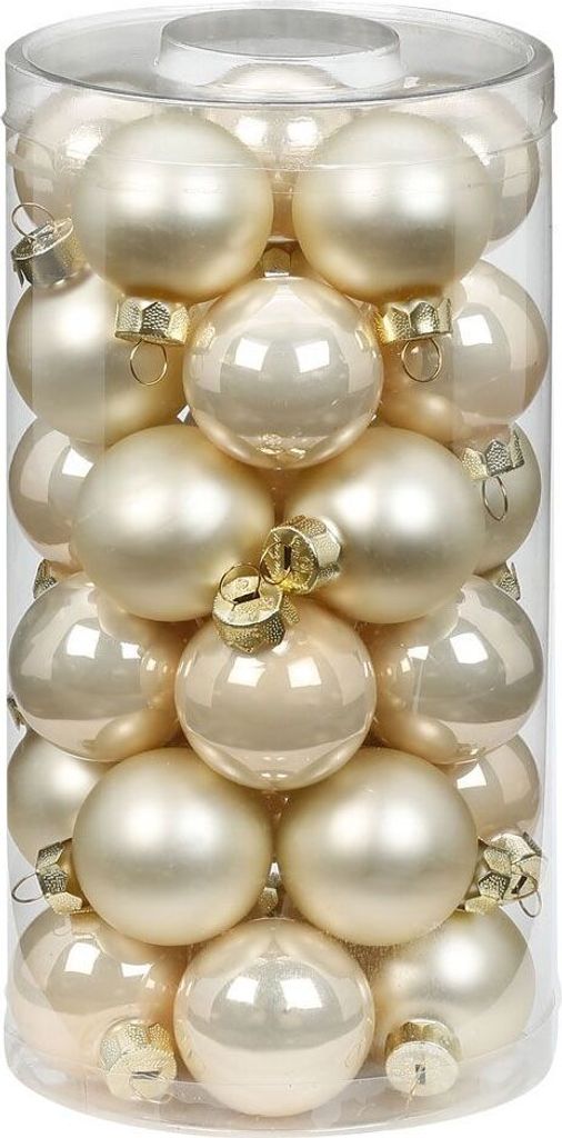 Weihnachtskugeln Glas 4cm, 30 Stück, Farbe:perle - Produktbild 
