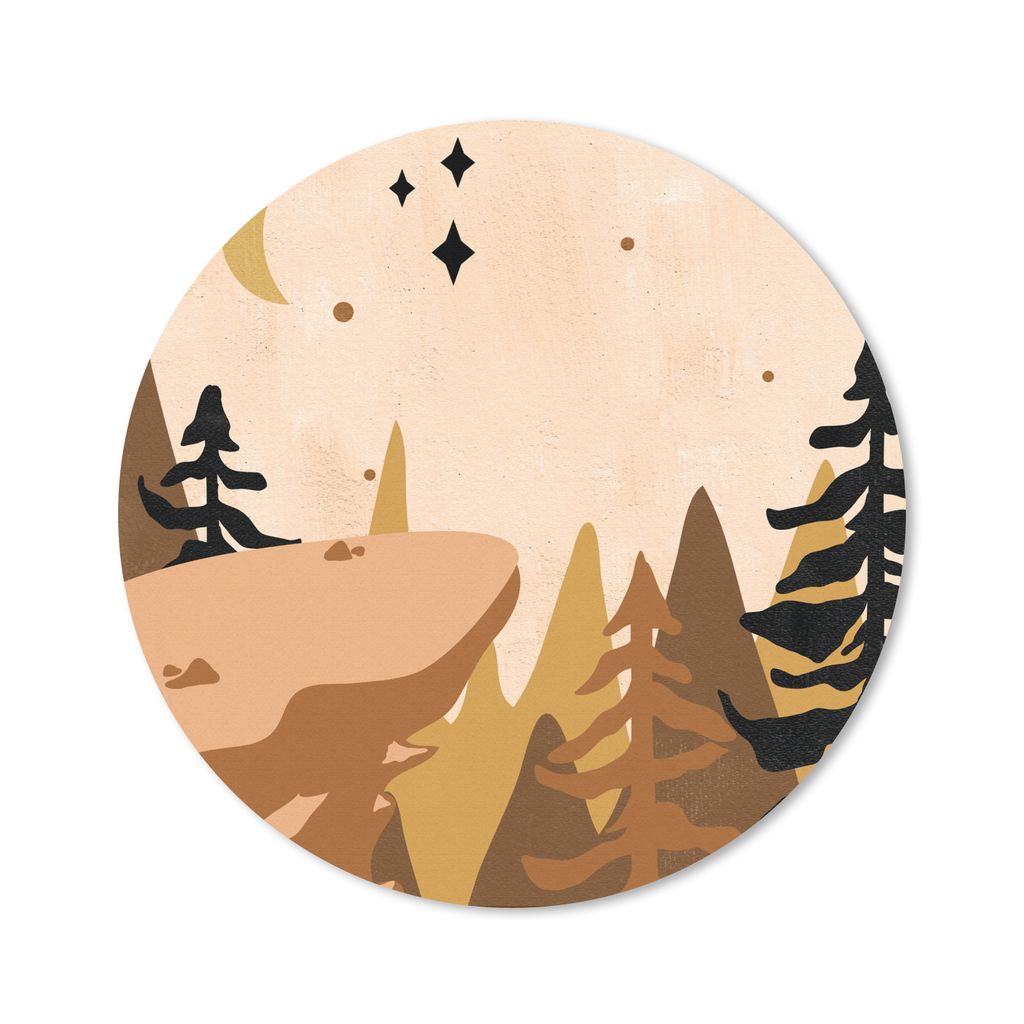 MuchoWow Mauspad Mousepad Wald - Böhmisch - Sterne - Mond 20x20 cm - Mousepads - Maus Mat - Pad - Mausunterlage - Schreibtischmatte