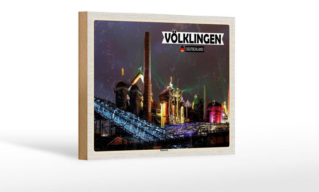 Holzschild Städte Völklingen Eisenwerk Weltkulturerbe 18x12 cm