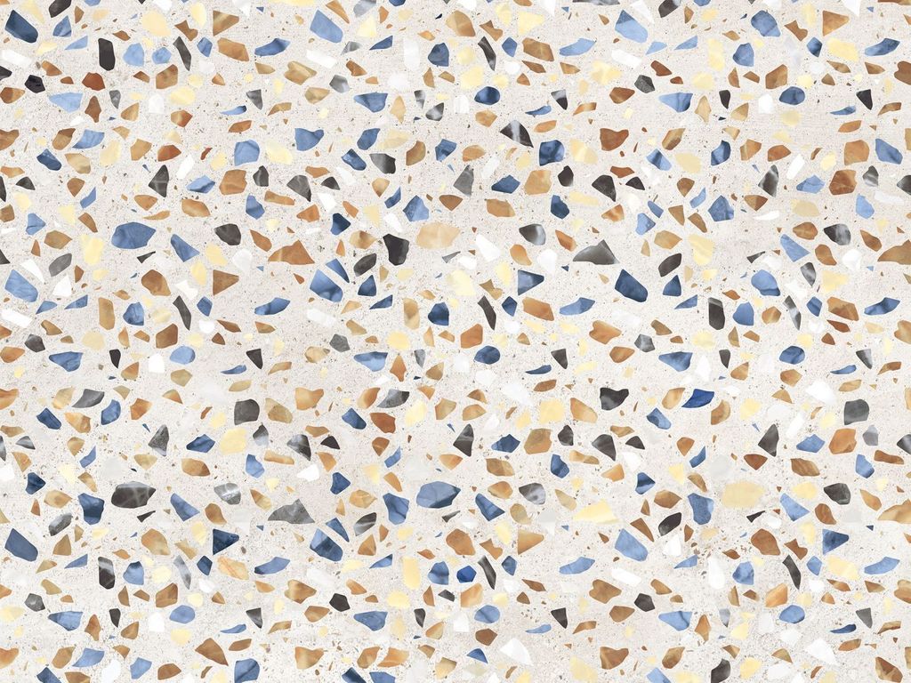 Sanders & Sanders Fototapete Terrazzo-Motiv Blau, Beige und Produktbild 