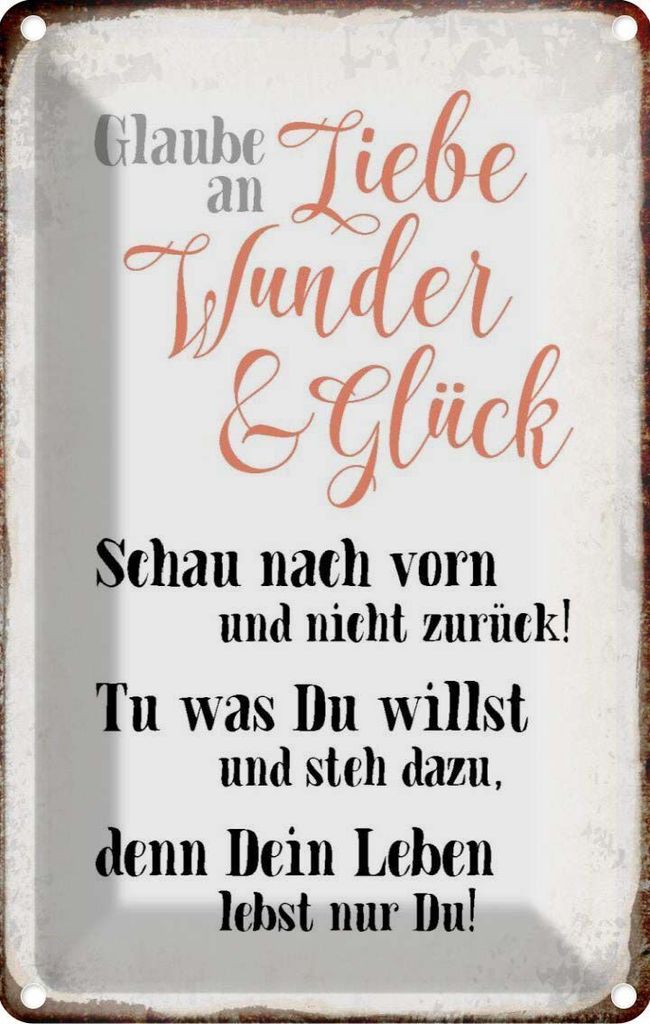 vianmo Blechschild 18x12 cm glaube an Liebe Wunder Glück Produktbild 