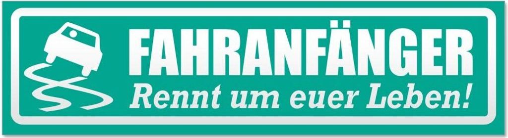 Kiwistar - Autoaufkleber - Türkis - 60 x 16 cm - Fahranfänger rennt Leben V2 invertiert - Hinweis Aufkleber Sticker für Auto, Kfz, Fahrrad, PKW,...