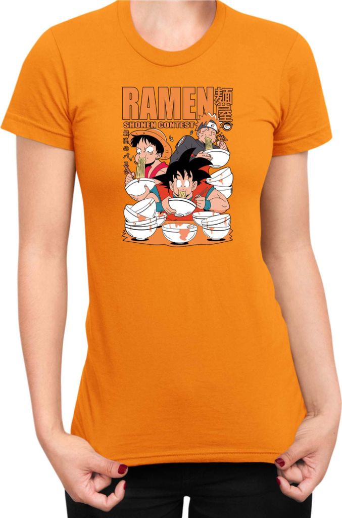 Damen T-Shirt Manga Japan Anime Comics Animation Anime Heroes Ramen Contest, Lady XL / Orange