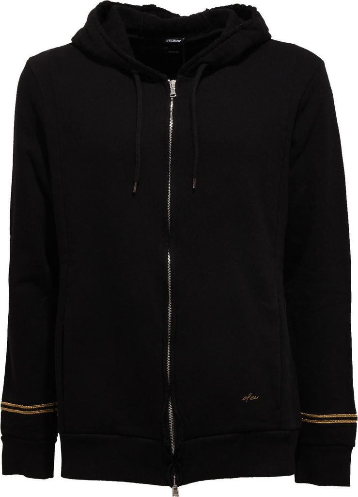 8703AA felpa uomo OFFICINA36 schwarz Baumwolle Full Zip Hoodie Rohschnitt Sweatshirt Mann