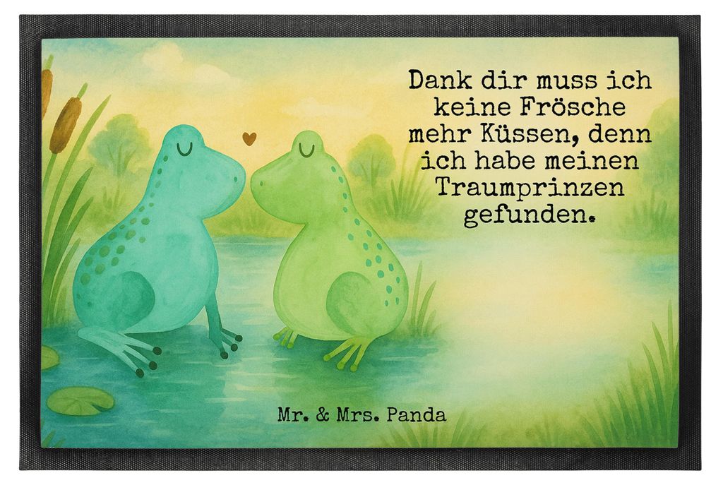 Mr. & Mrs. Panda teppichmatte Frosch Liebe Design 40 x 60 cm - Weiß - Geschenk, Schmutzmatte, flurmatte, Bodenvorleger, Freundin, fußmatte, Frös...