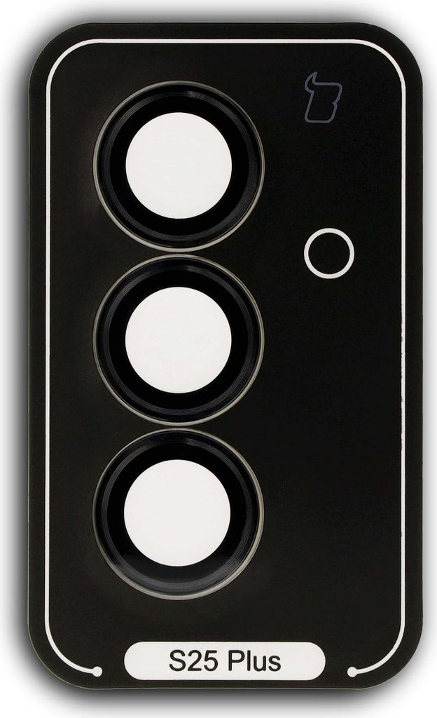 Szkło hartowane na aparat z aplikatorem Bizon Glass Snap Lens do Galaxy S25 Plus, 1 zestaw, czarna ramka