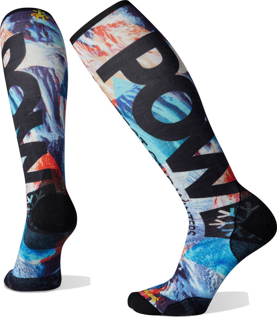 Ski Socks Smartwool Zero Cushion OTC Rainbow Trails Print (Laguna Blue