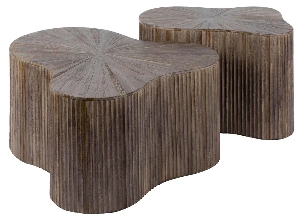 Table basse double Maya FURNLUX 77 cm en teck massif de salon