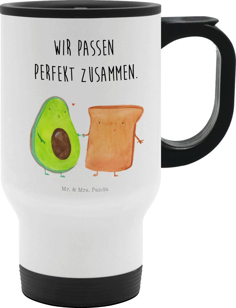 Mr. & Mrs. Panda Thermobecher To Go Avocado Toast - Weiß - Geschenk, thermosbecher, Edelstahlbecher, Kaffee-Thermobecher, Kaffeebecher, To-Go-Bech...