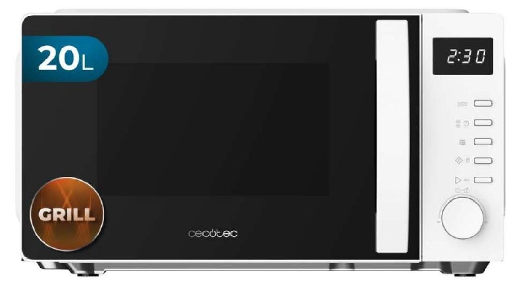 Cecotec Mikrowelle Proclean 5105 white. 20 Liter Fassungsvermögen, Grill-Funktion, 3DWave-Technologie, Abtau-Funktion