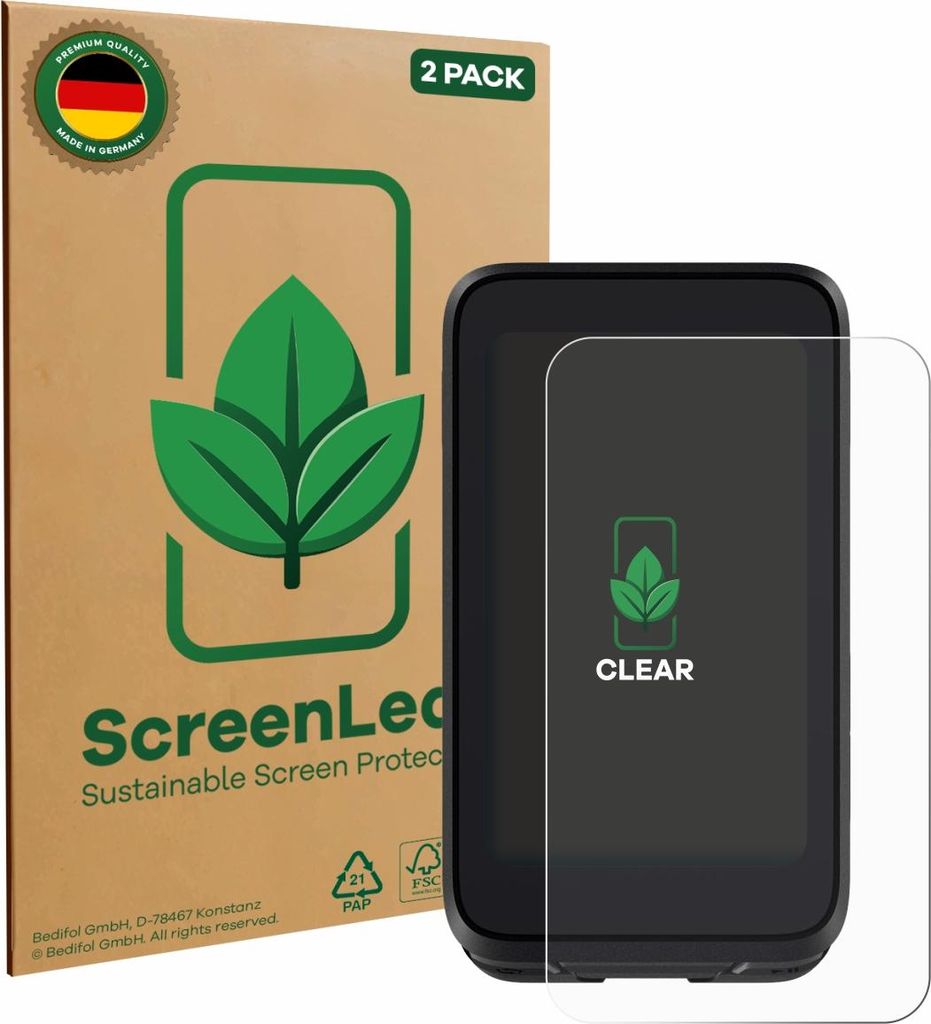 2x ScreenLeaf Schutzfolie für iGPSPORT BiNavi Air nachhaltiger Displayschutz Display Schutz Folie Klar Transparent