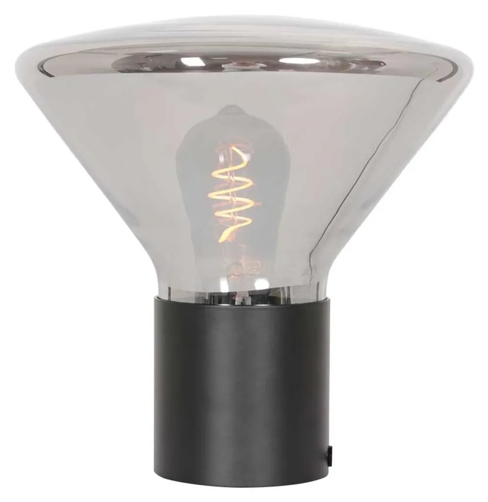 Lampe de chevet design en verre fumé et métal noir Ø 26cm Steinhauer