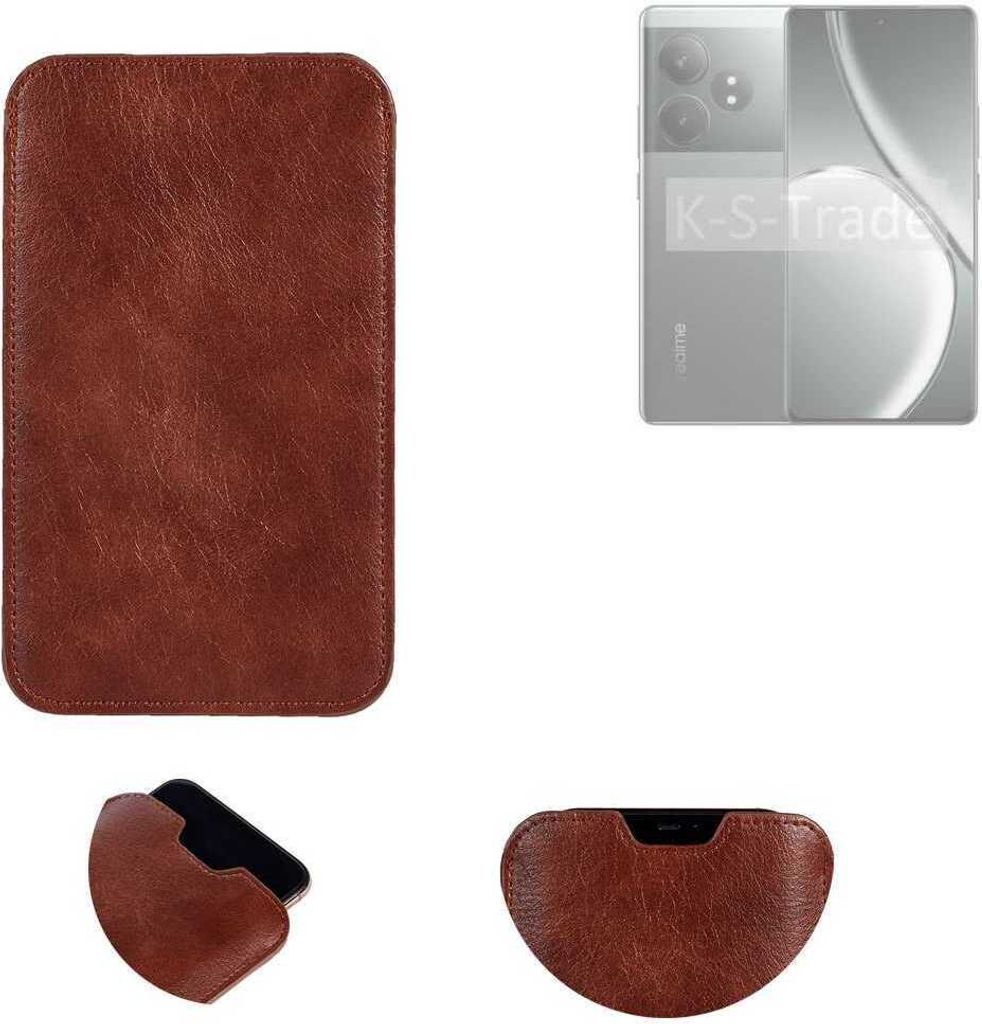 K-S-Trade Schutzhülle Handyhülle kompatibel mit Realme GT 6T Handytasche Kunstleder Sleeve in braun