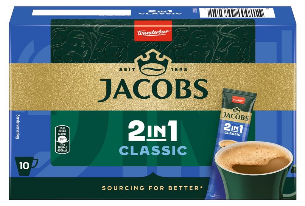 Jacobs káva instantní nápoj 2 v 1 Classic 10x12,4g balení Obrázek produktu 