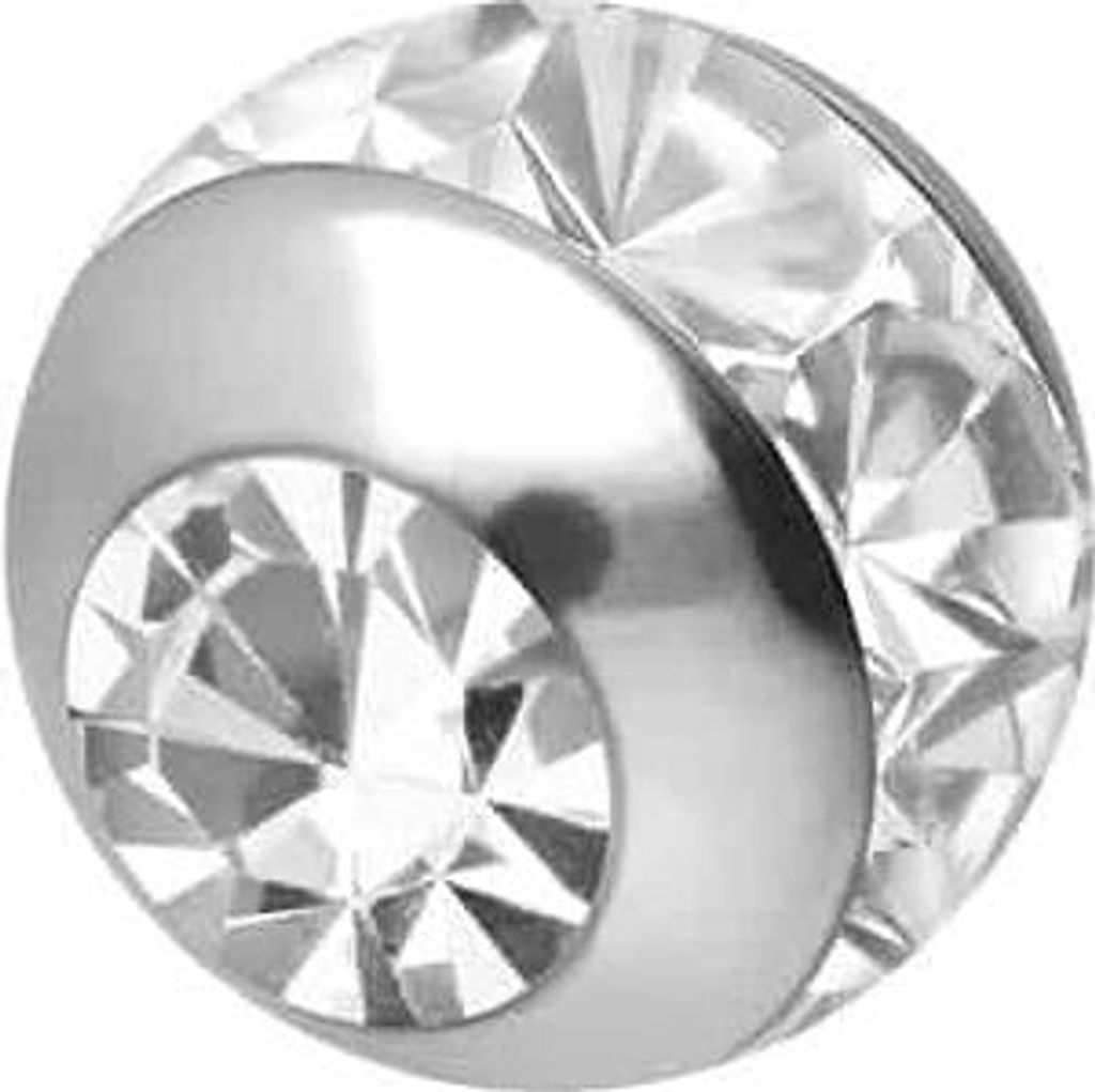 Chirurgenstahl Schraubkugel EPOXY-RING + KRISTALL Silber Gewinde: 1,6mm | Kugelgröße: 5mm