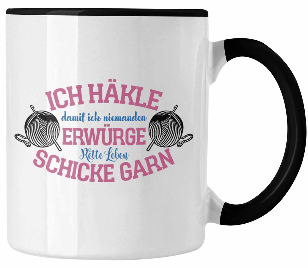 Garn-Tasse Geschenkidee für Strick- und Häkelbegeisterte (Schwarz)