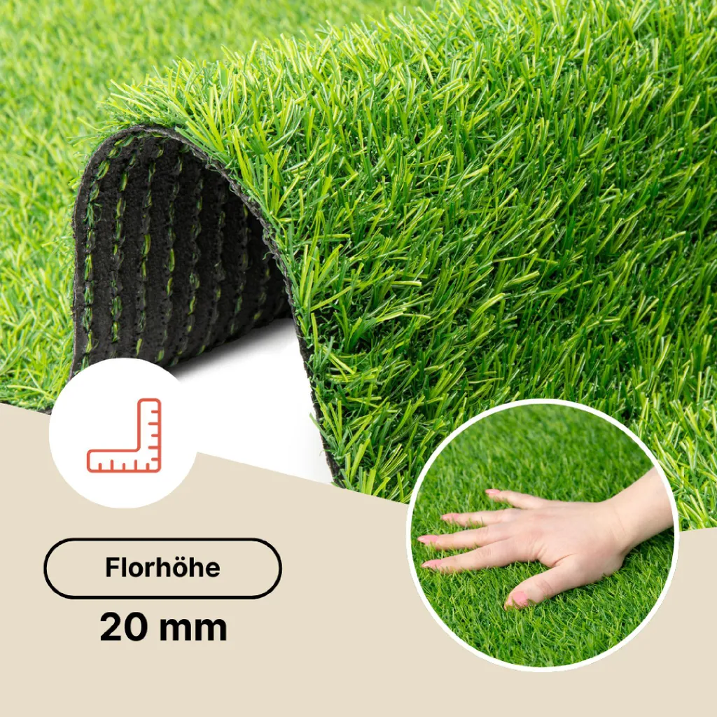 Tapis de gazon artificiel aspect pelouse réelle 20mm 150x500cm Vert Luxe - 2