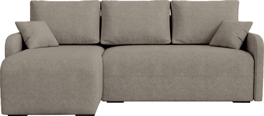 BroMARKT Ecksofa mit Schlaffunktion Malen Braun Bouclé Links