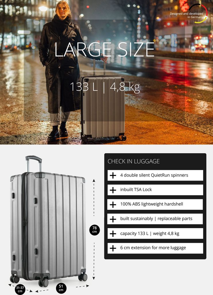 HAUPTSTADTKOFFER - Alex - Bagage à main cabine, Trolley rigide, 55 cm, 42 litres, [57