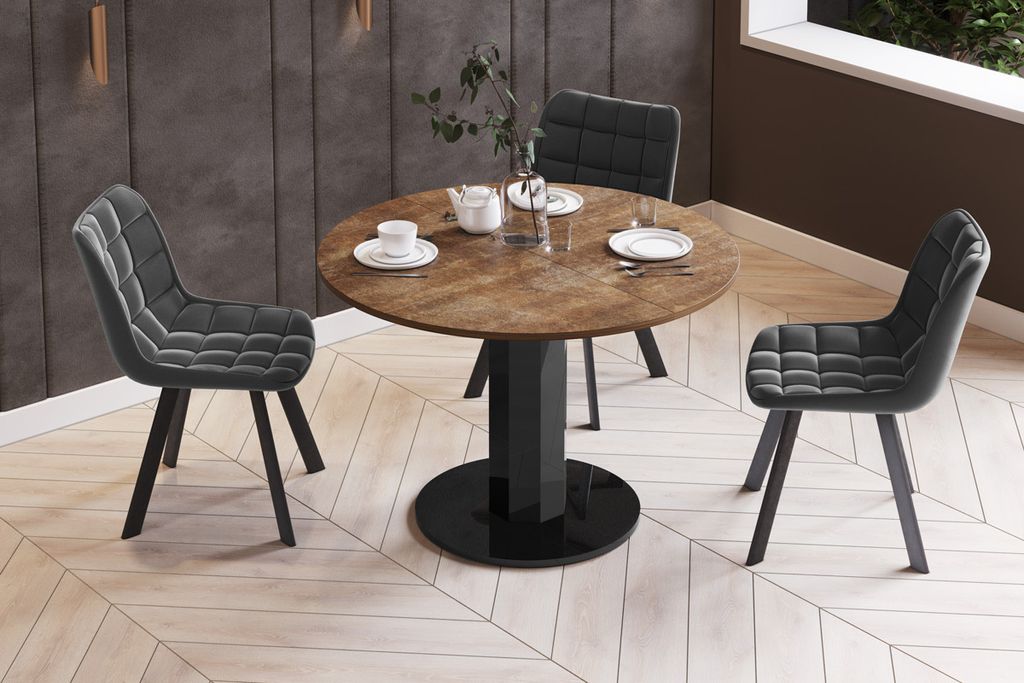 Design Esstisch Tisch HES-111 rund oval Hochglanz ausziehbar 100-148cm