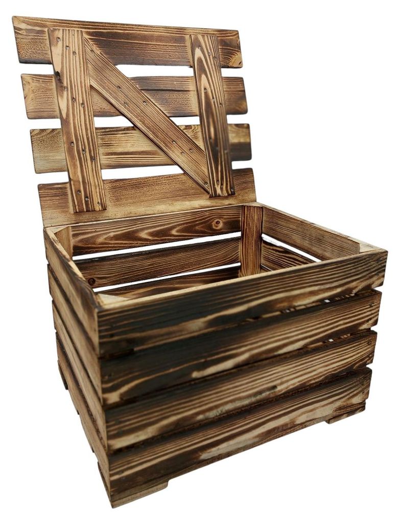 Caisse en bois décorative naturelle flammée Caisse à fruits Image du produit 