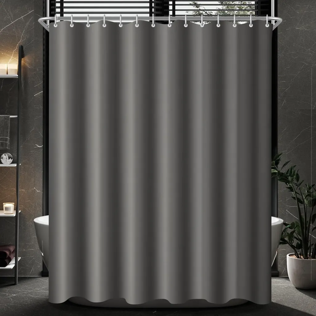 Rideau de douche gris foncé 240x200 cm en tissu polyester hydrofuge