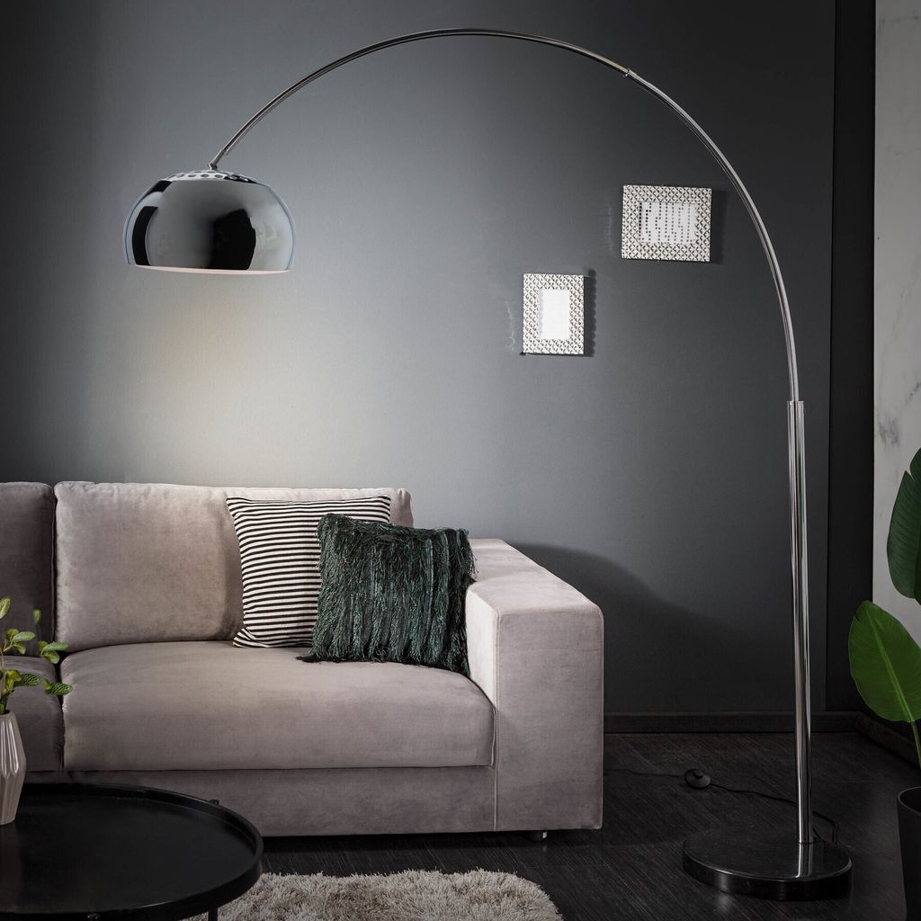 riess-ambiente Ausziehbare Bogenlampe LOUNGE DEAL 170-210cm chrom Marmorfuß Stehlampe Stehleuchte Wohnzimmerlampe