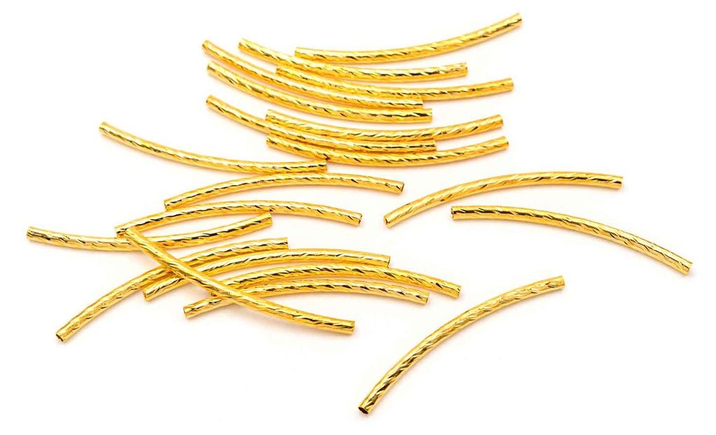 Vintageparts Röhrenperlen Messing goldfarben geschliffen Produktbild 