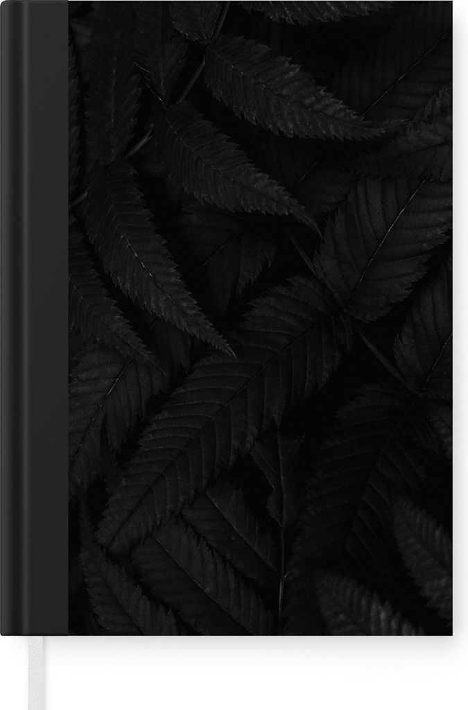 MuchoWow Notizbuch Tagebuch Haushaltsbuch Notebook A5 Blätter - Schwarz - Weiß - Pflanzen - Botanisch - Notizblock - Notizheft - Notebook - Sch...