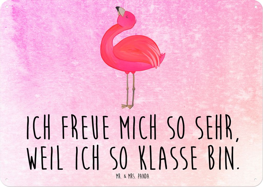Mr. & Mrs. Panda tafel Flamingo Stolz DIN A5 - Aquarell Pink - Geschenk, glücklich, Schild, Schwester, Türschild, Blechschild, Rosa, Wandbild, Me...